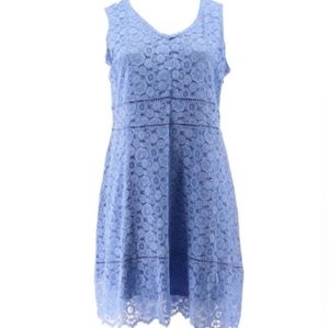 Isaac Mizrahi Live! Regular Sleeveless Lace Dress Size Xl Color Blue